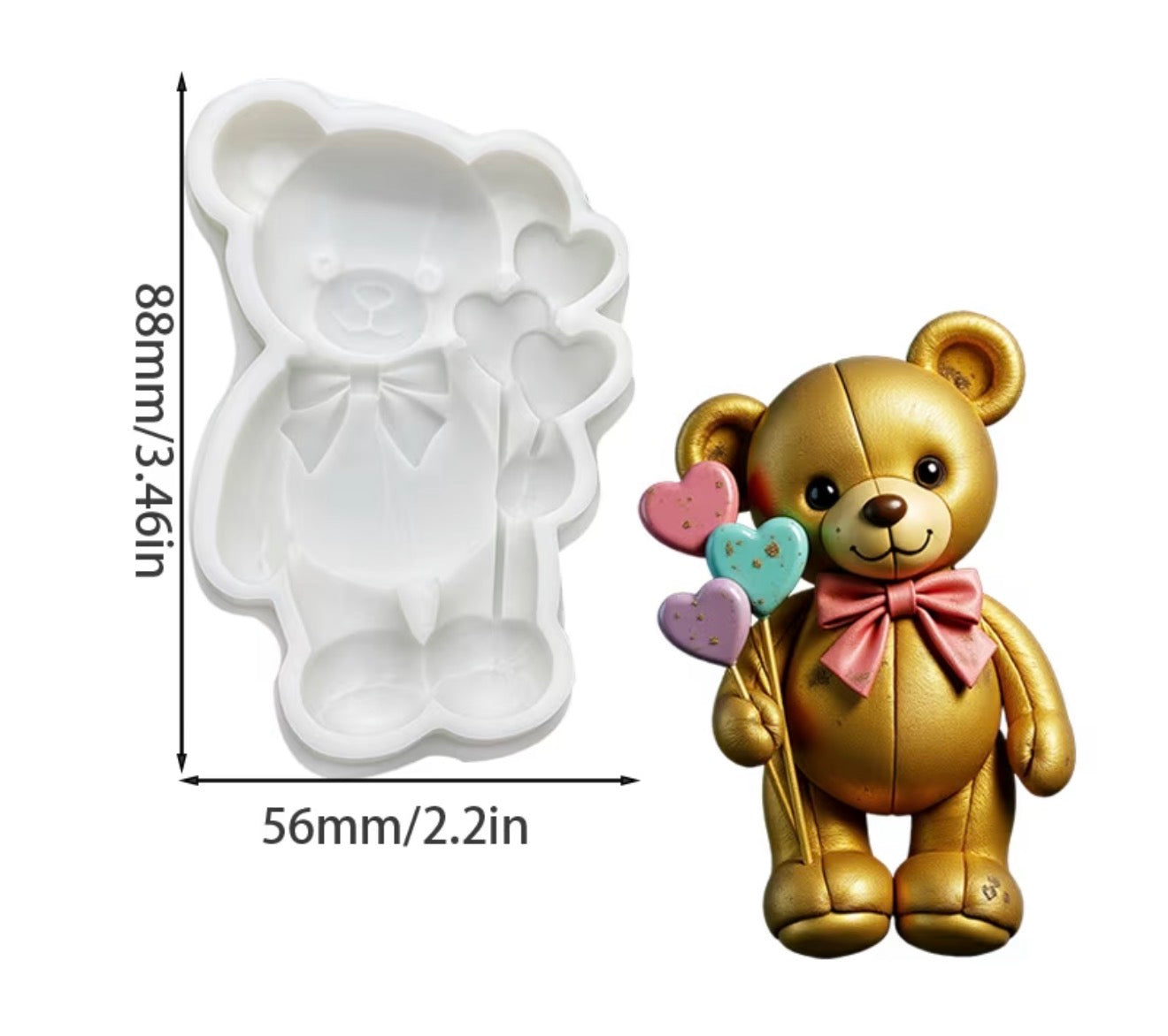 MOLDE DE SILICÓN OSO CON CORAZÓN