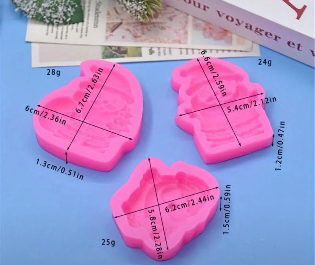 MOLDE DE SILICÓN SANTA CLAUS 3 PZAS NAVIDAD