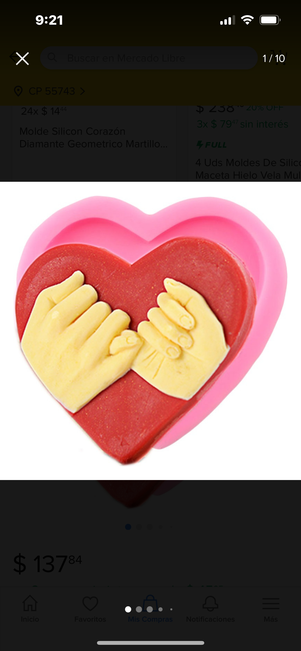 MOLDE DE SILICÓN SAN VALENTÍN CORAZÓN CON MANOS Y LOVE