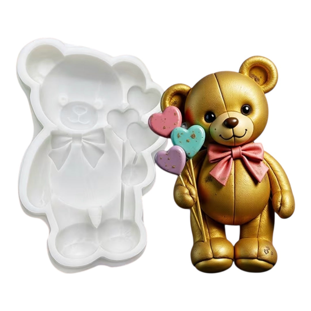 MOLDE DE SILICÓN OSO CON CORAZÓN