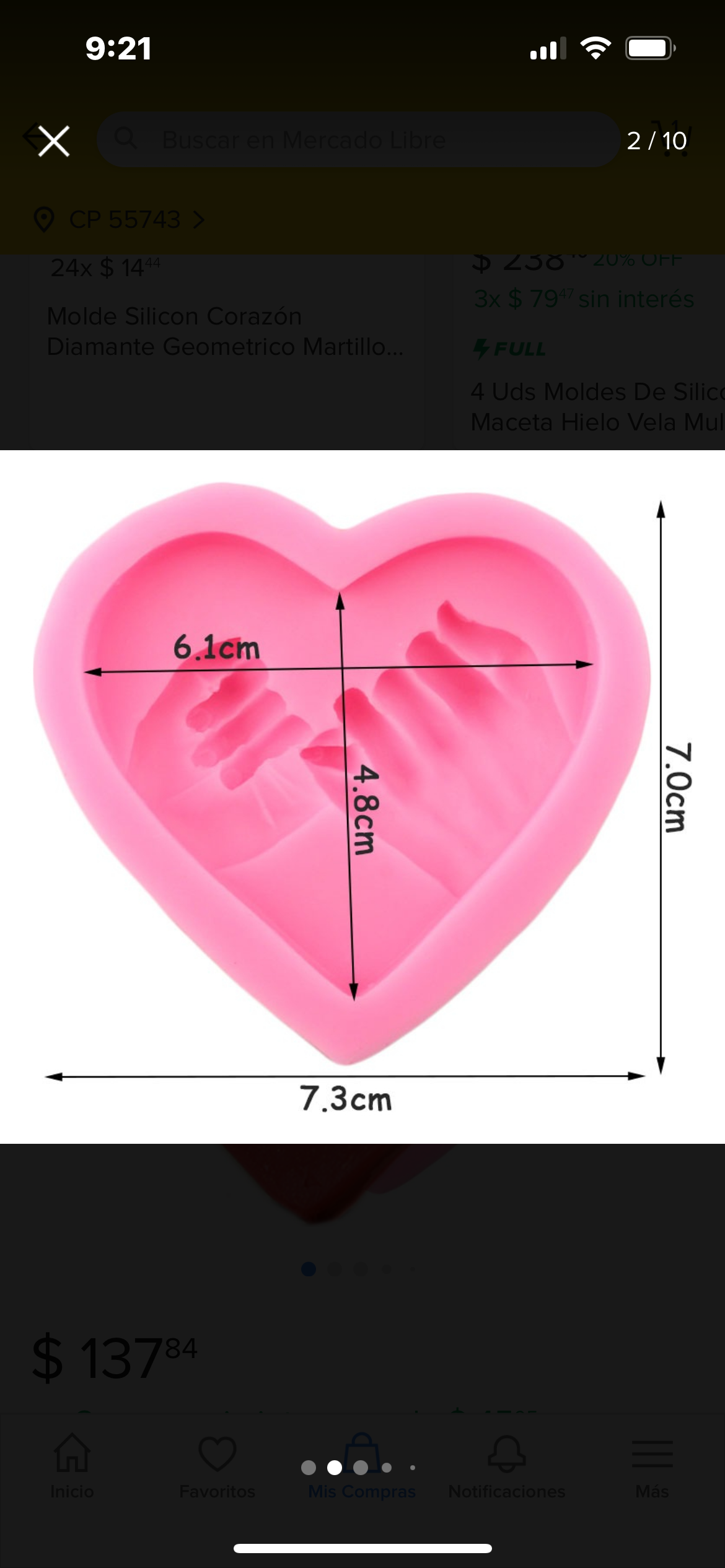 MOLDE DE SILICÓN SAN VALENTÍN CORAZÓN CON MANOS Y LOVE