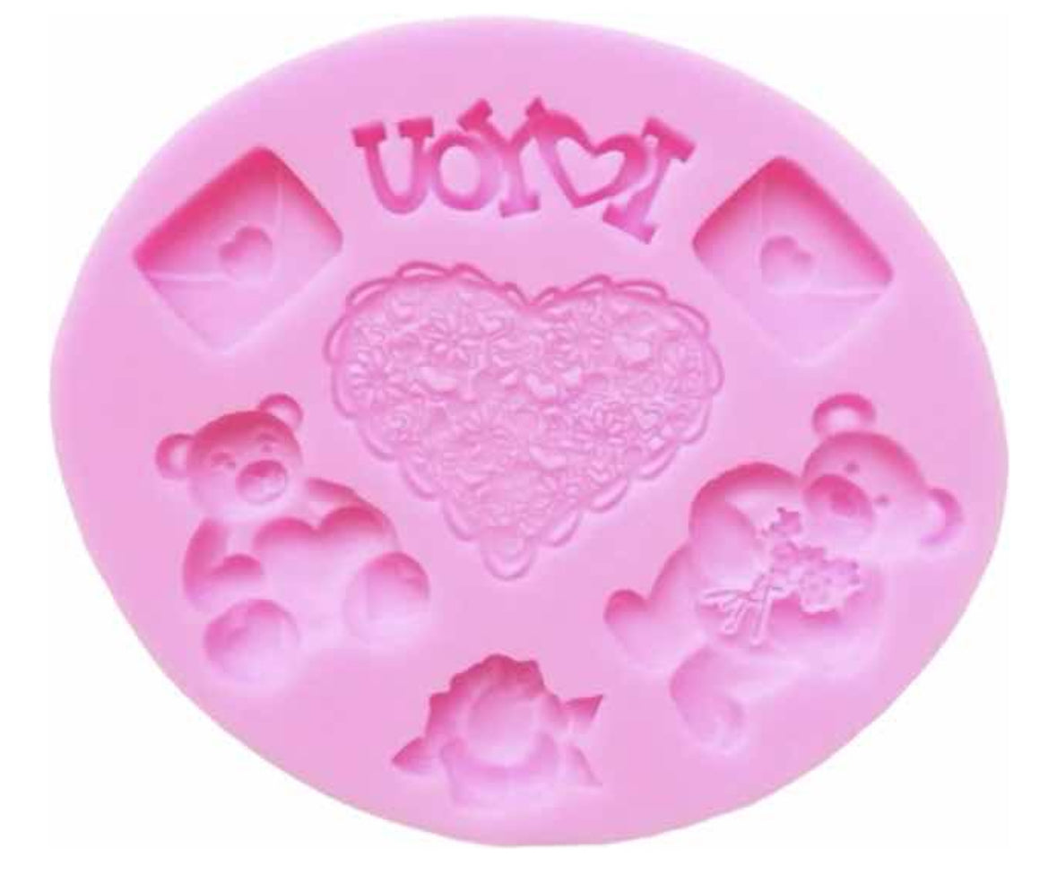 Molde de Silicón Amor, San Valentín Osos