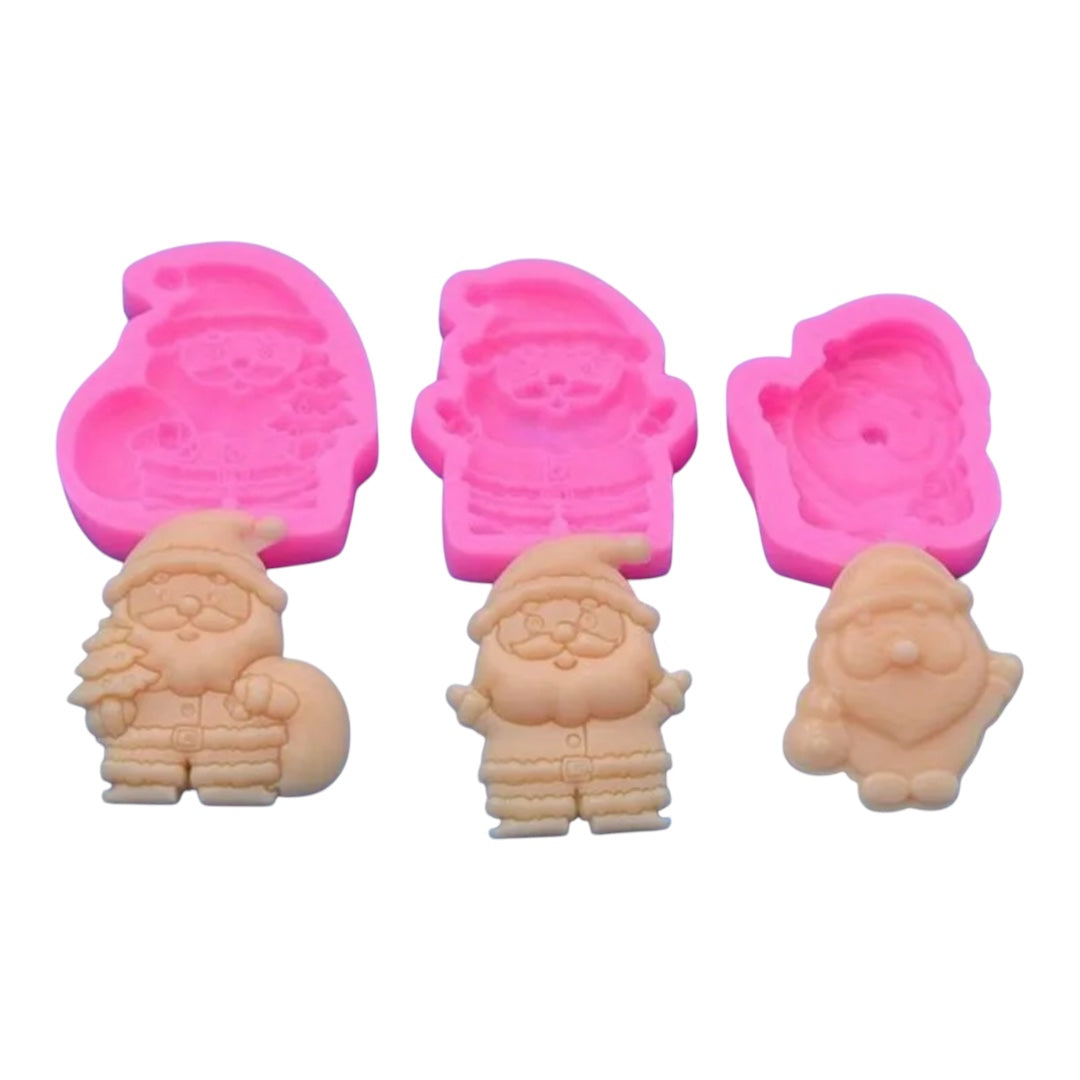 MOLDE DE SILICÓN SANTA CLAUS 3 PZAS NAVIDAD