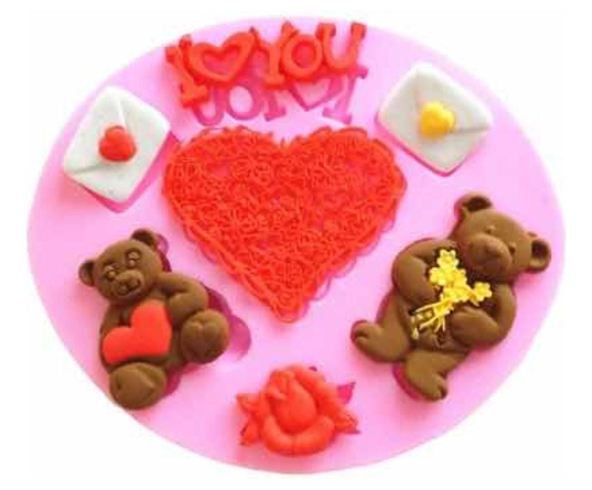 Molde de Silicón Amor, San Valentín Osos