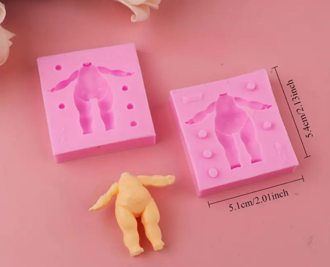 Molde de Silicón Cuerpo lol 3D niña y niño 2 Pzas