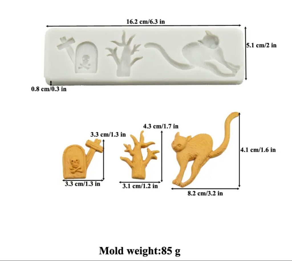 MOLDE DE SILICÓN GATO Y TUMBA