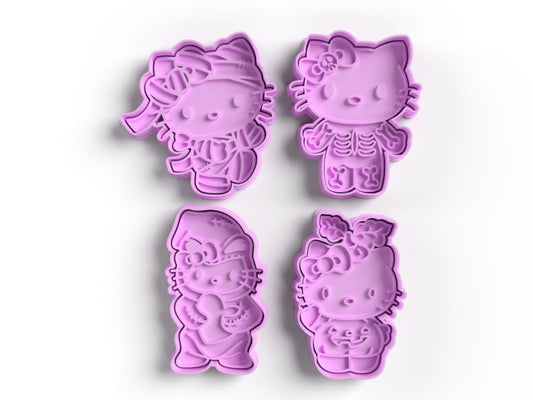 Kit de Cortadores y Marcadores de Galleta Kitty 4 pzas