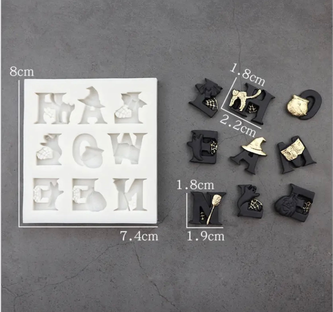 MOLDE DE SILICÓN LETRAS DE HALLOWEEN