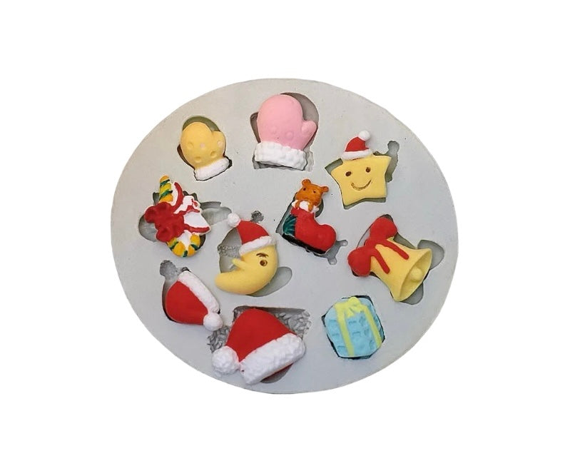 MOLDE DE SILICÓN NAVIDAD GORROS Y GUANTES