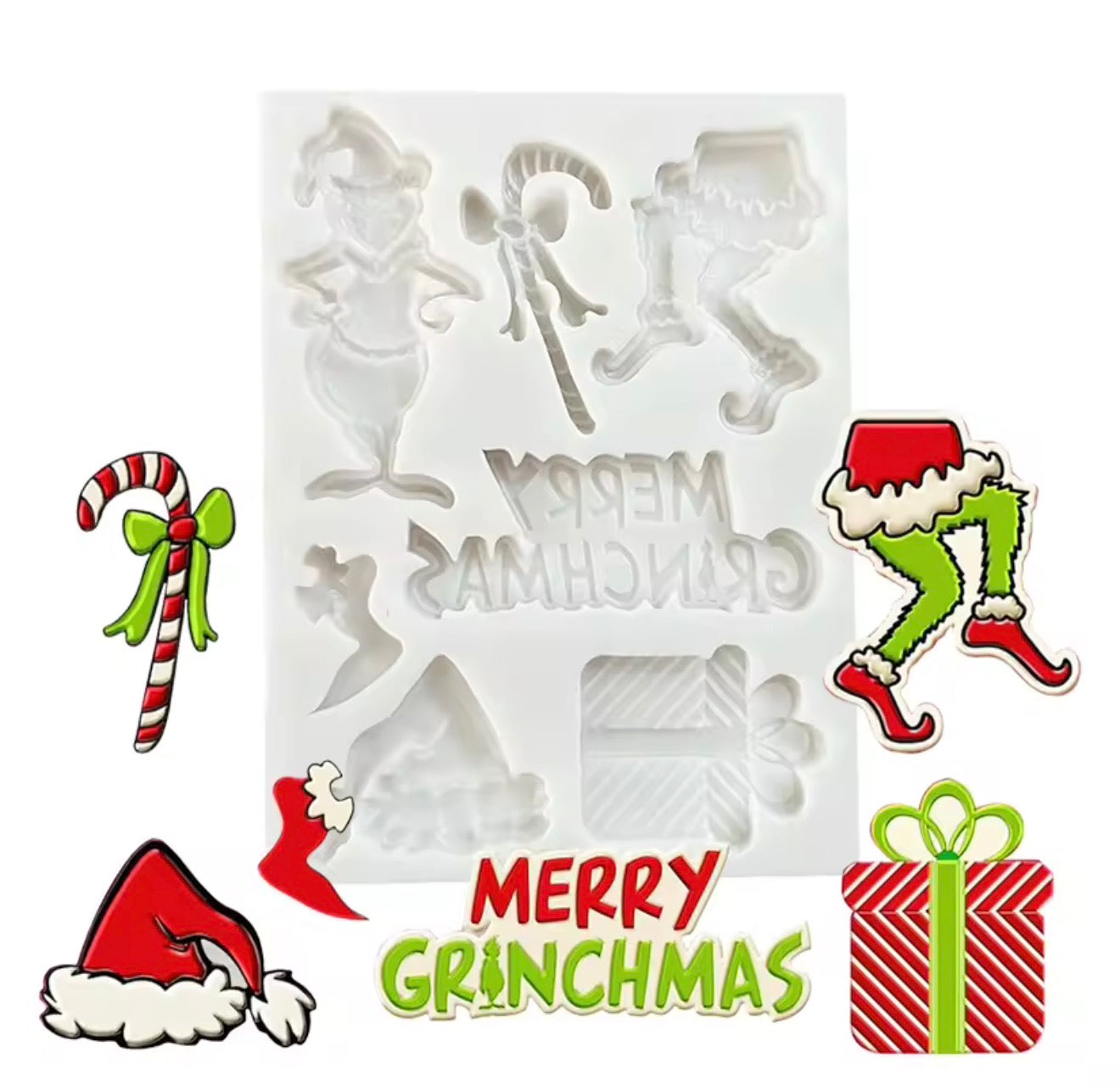 MOLDE DE SILICÓN GRINCH 2 PZAS NAVIDAD