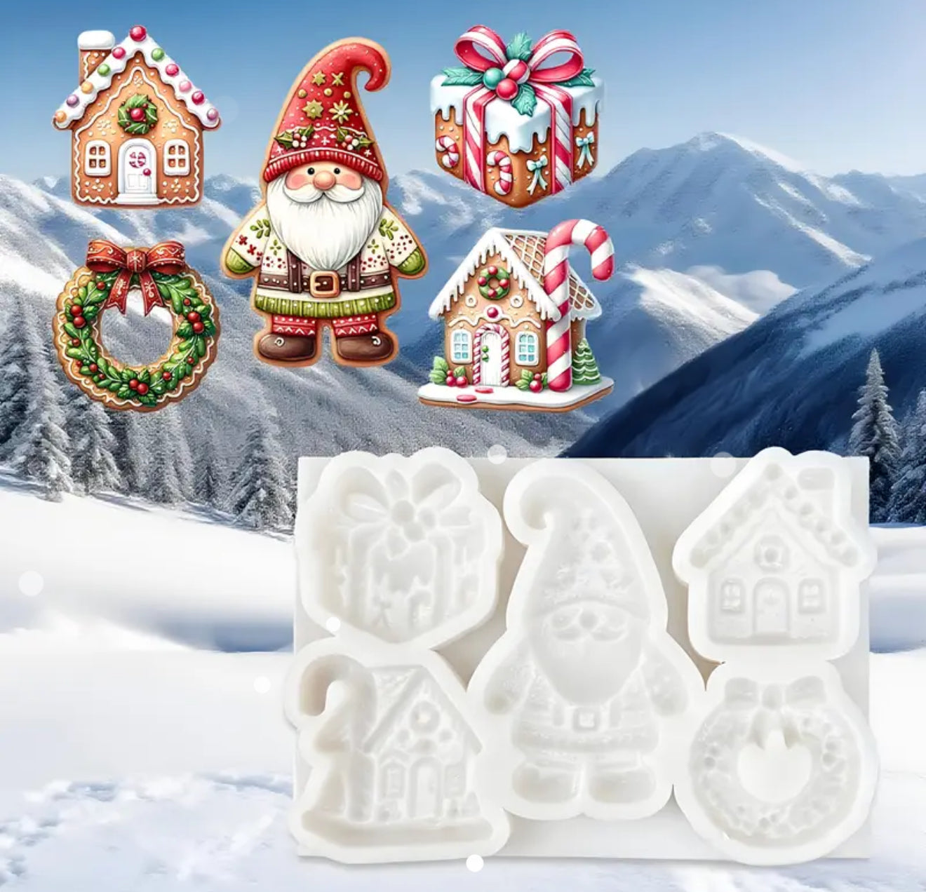 MOLDE DE SILICÓN NAVIDAD VILLAS SANTA CLAUS
