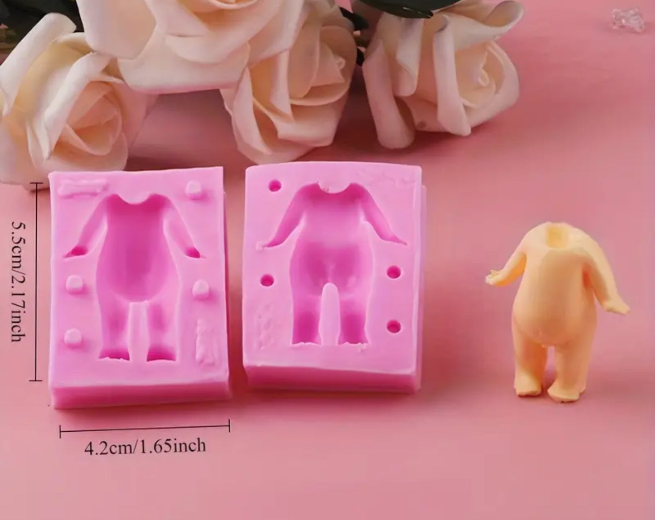 Molde de Silicón Cuerpo lol 3D niña y niño 2 Pzas