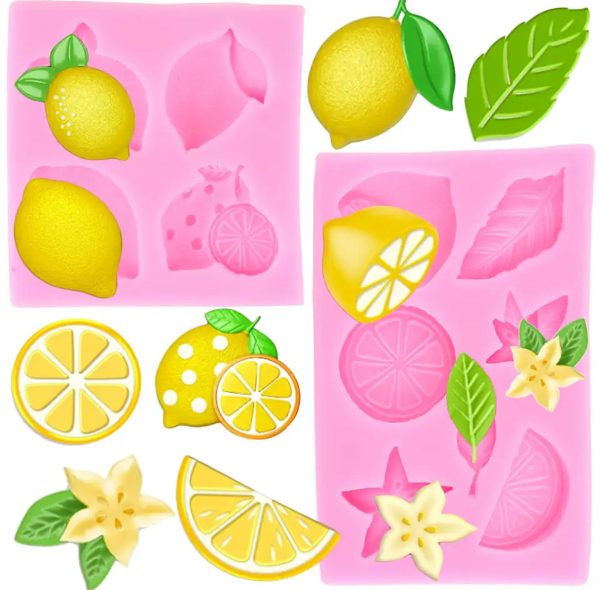 MOLDE DE SILICÓN LIMAS, LIMONES, NARANJA 2 PZAS