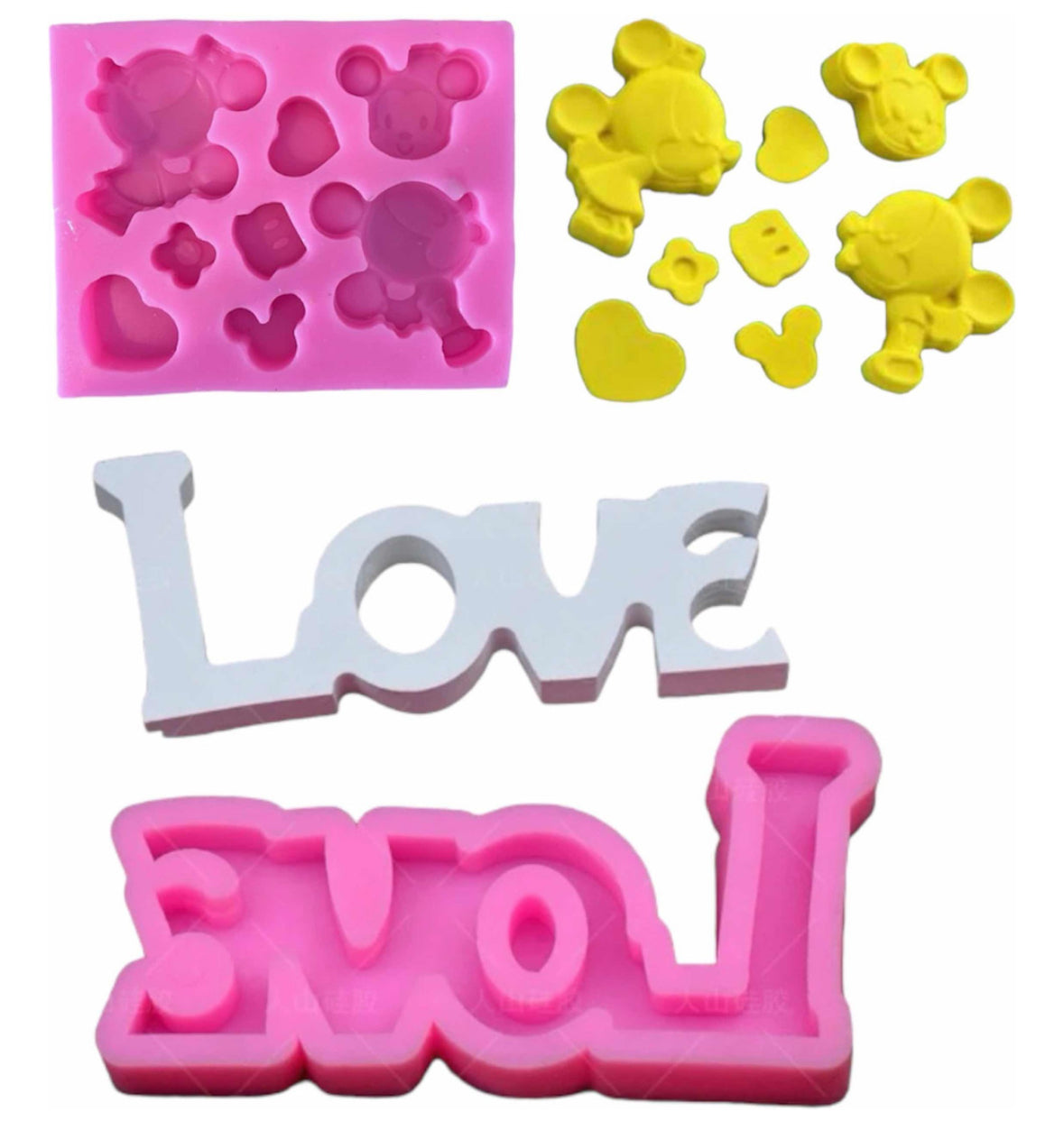 Molde de Silicón Amor Love Mickey Mouse 2 Pzas