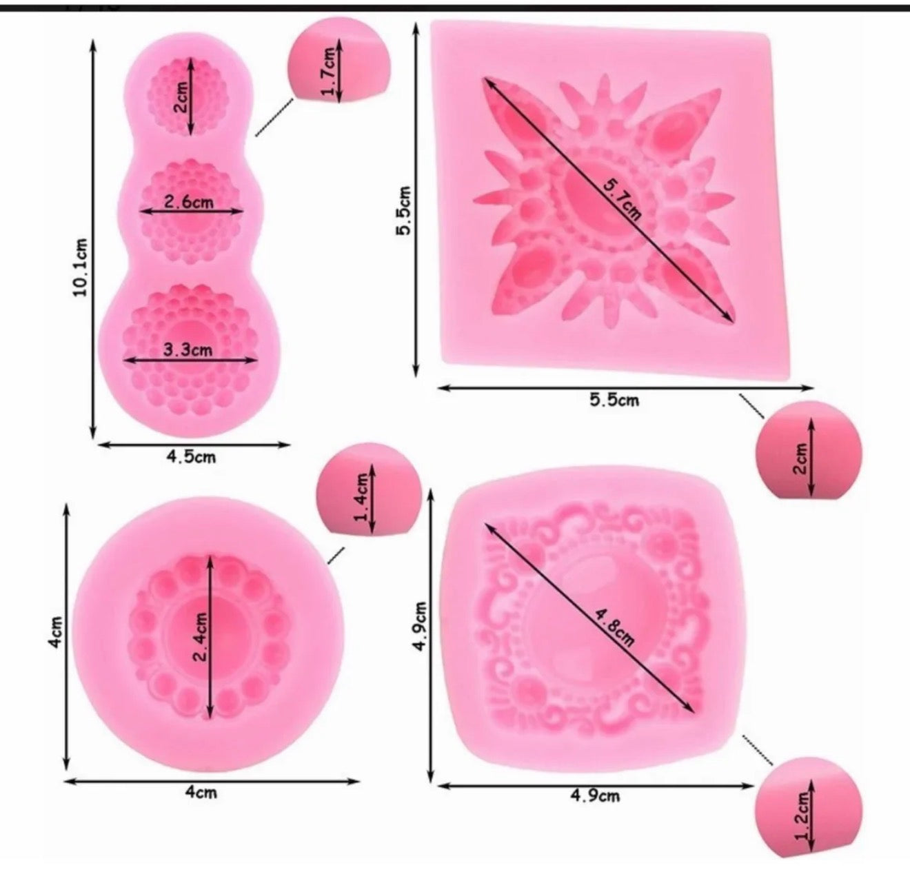 MOLDE DE SILICÓN KIT DE JOYAS 4 PIEZAS