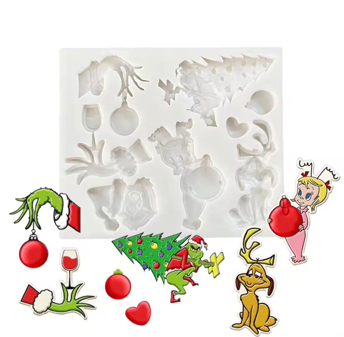 MOLDE DE SILICÓN GRINCH 2 PZAS NAVIDAD