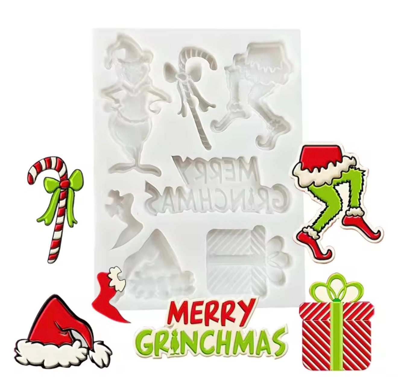 MOLDE DE SILICÓN GRINCH 2 PZAS NAVIDAD