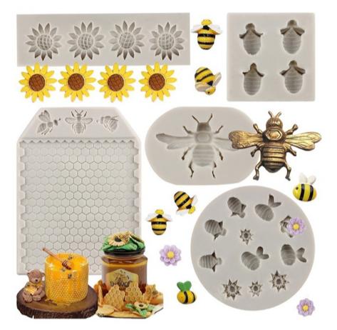 molde de silicon kit abeja, panal, miel