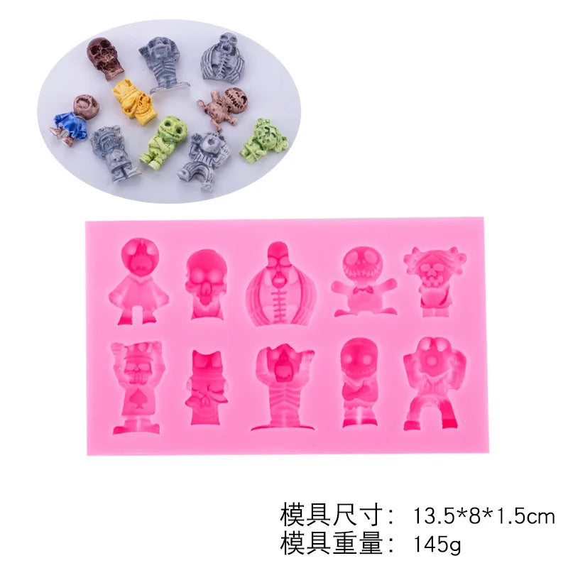 MOLDE DE SILICÓN CALAVERAS Y ESQUELETOS