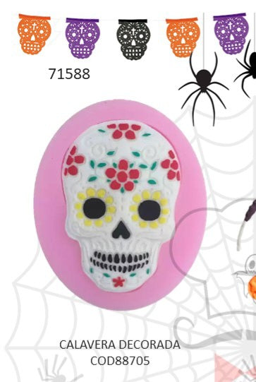 Molde de silicon calavera decorada