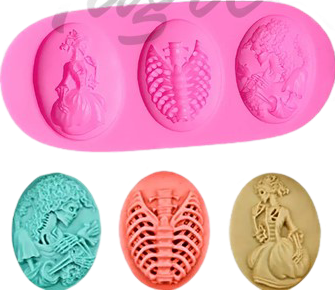 Molde de silicon camafeos  x3