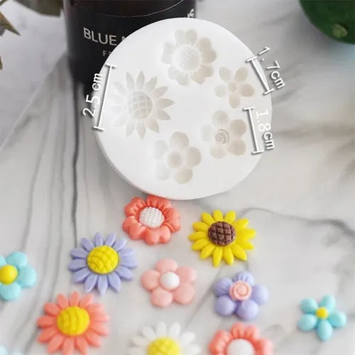 MOLDE DE SILICON FLORES X 5