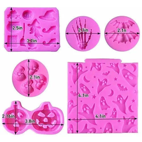PAQUETE MOLDES DE SILICON HALLOWEN 6 PZA