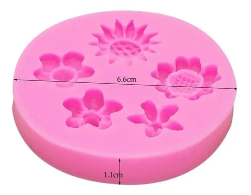 MOLDE DE SILICON FLORES X 5