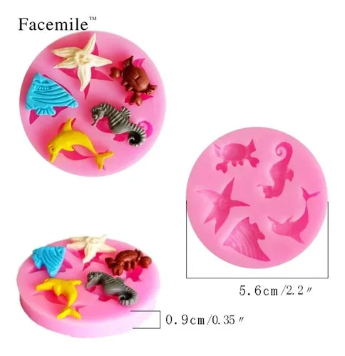 MOLDE DE SILICON ANIMALES MARINOS