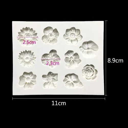 MOLDE DE SILICON FLORES X 11