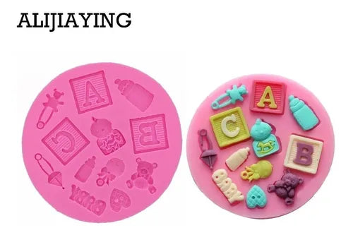 MOLDE DE SILICON BABY SHOWER CUBOS