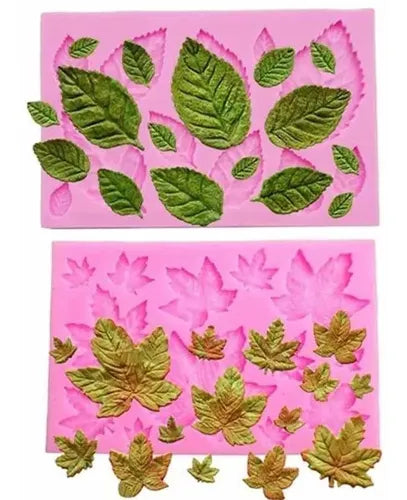PAQUETE MOLDE DE SILICON HOJAS DE OTOÑO