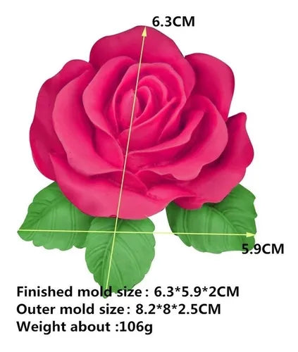 MOLDE DE SILICON ROSA GRANDE CON HOJAS