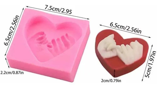 MOLDE DE SILICON CORAZON MANOS ENTRELAZADAS