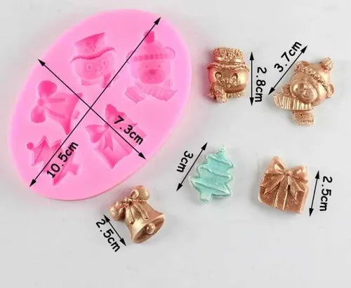 MOLDE DE SILICON NAVIDAD X 5