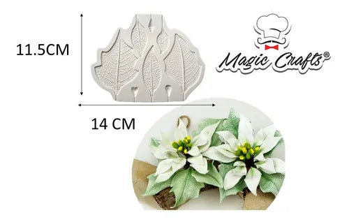 MOLDE DE SILICON HOJAS NOCHE BUENA