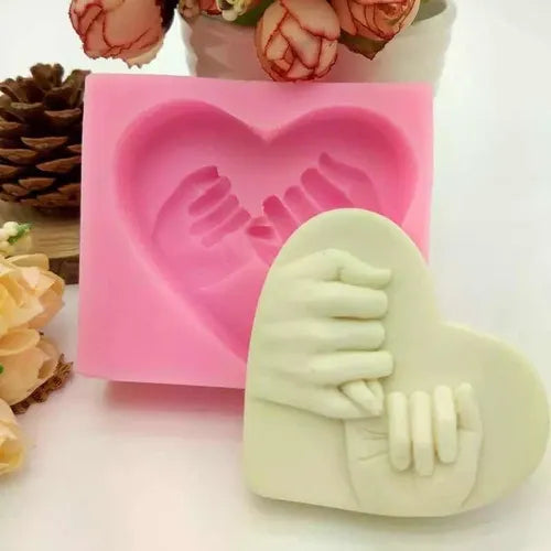 MOLDE DE SILICON CORAZON MANOS ENTRELAZADAS