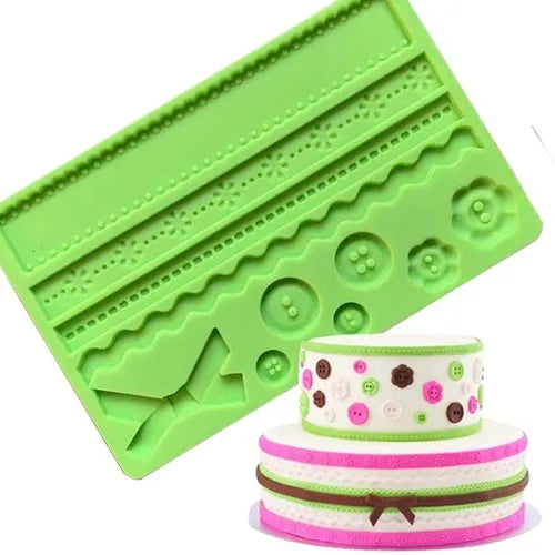 MOLDE DE SILICON CENEFA BOTONES MOÑO LISTON