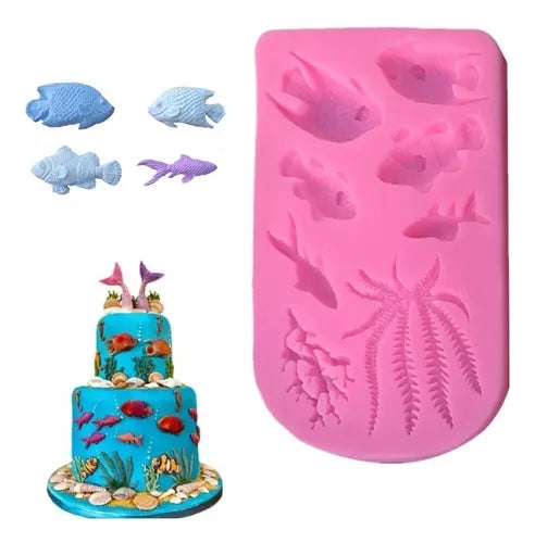 MOLDE DE SILICON MAR PECES