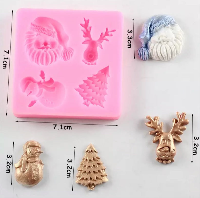 MOLDE DE SILICÓN NAVIDAD X 4