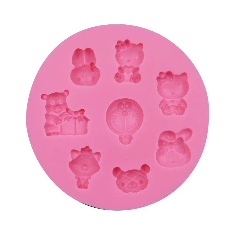 MOLDE DE SILICÓN KITTY Y AMIGOS