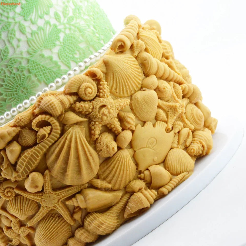Molde de Silicón textura de Conchas y Caracoles