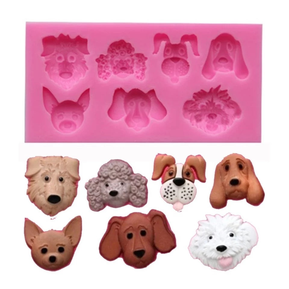 MOLDE DE SILICÓN PERROS, CACHORROS X 7