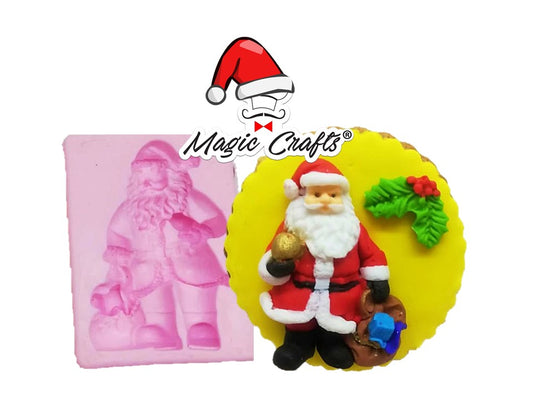 MOLDE DE SILICÓN SANTA CON SACO DE REGALOS
