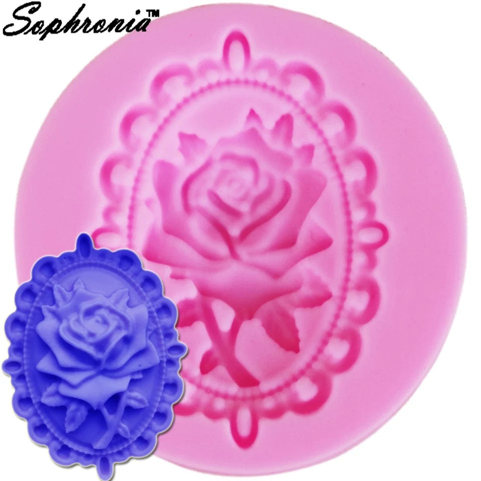 MOLDE DE SILICÓN CAMAFEO DE ROSA