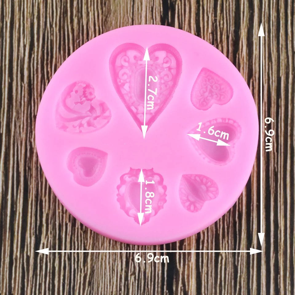 MOLDE DE SILICÓN CORAZONES VINTAGE