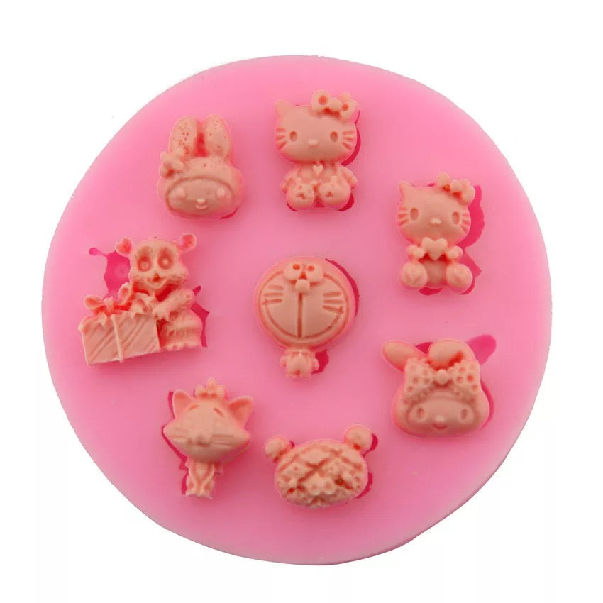 MOLDE DE SILICÓN KITTY Y AMIGOS