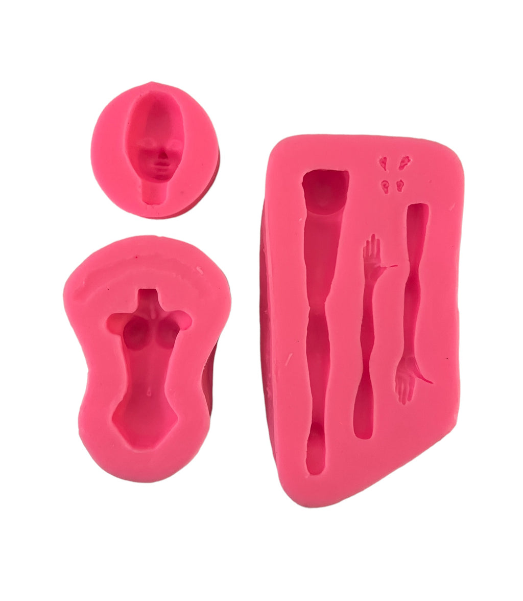 MOLDE DE SILICÓN TORSO CON PIERNA, BRAZOS Y OREJAS, CABEZA INCLUIDA